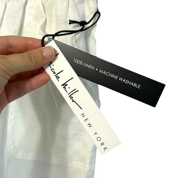 Nicole Miller Linen Cargo Jogger Pants NWT Women's Sz M White Gorpcore Utility - Picture 3 of 7